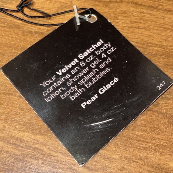 Victoria Secret Black Velvet Satchel Bag Purse Gift Bag Pearl Heart Charm Small - Picture 8 of 11